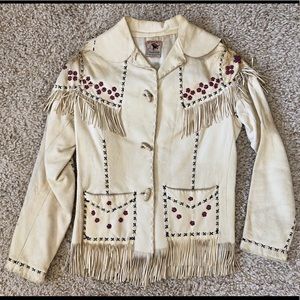 Fireside by Nez Perce Leather Fringe Beaded Jacket